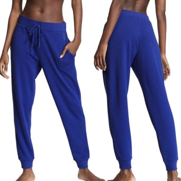 Victorias Secret Supersoft Cotton Fleece MidRise Jogger Pants Constellation Blue - Picture 1 of 8
